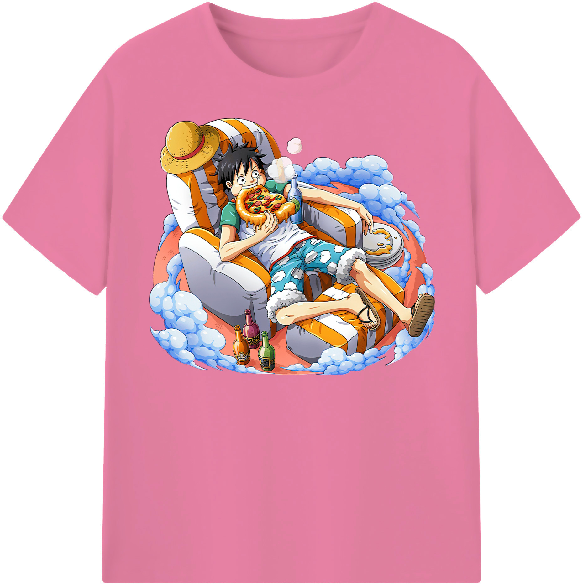 ワンピース モンキー・D・ルフィ ONE PIECE Monkey D. Luffy 綿100％半袖Tシャツ（フロントプリント）